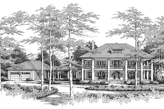 Exterior - Front Elevation 3 for Classical House Plan #71-146 - 4 bed, 3.5 bath