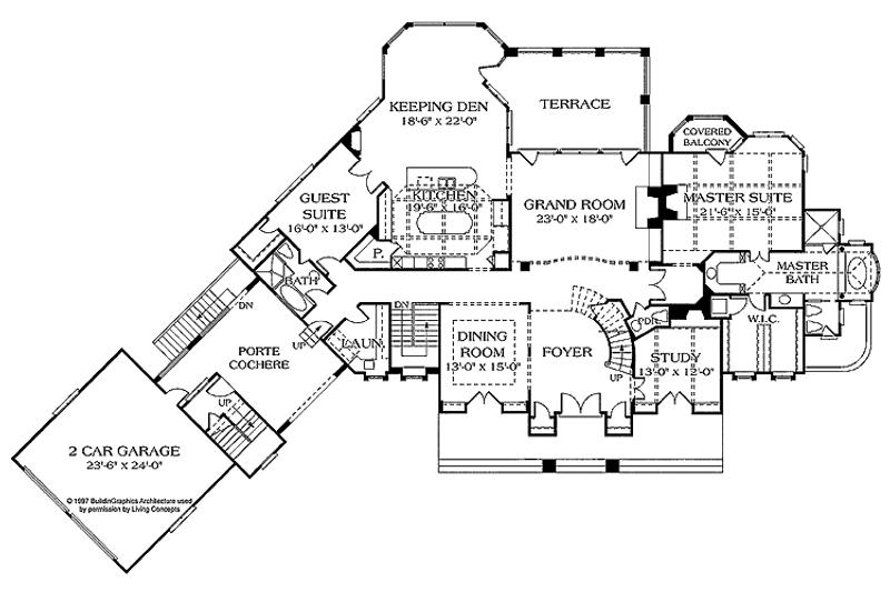 Dream House Plan - Floor Plan - Main Floor for European House Plan #453-318 - 4 bed, 5.5 bath