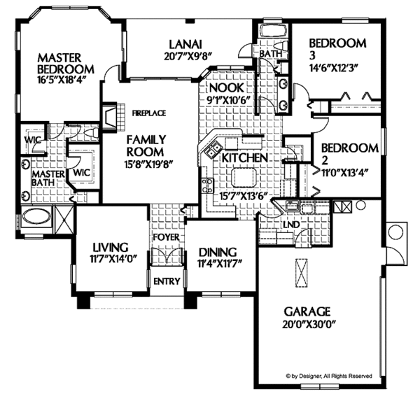 House Plan Design - Mediterranean Floor Plan - Main Floor Plan #999-29