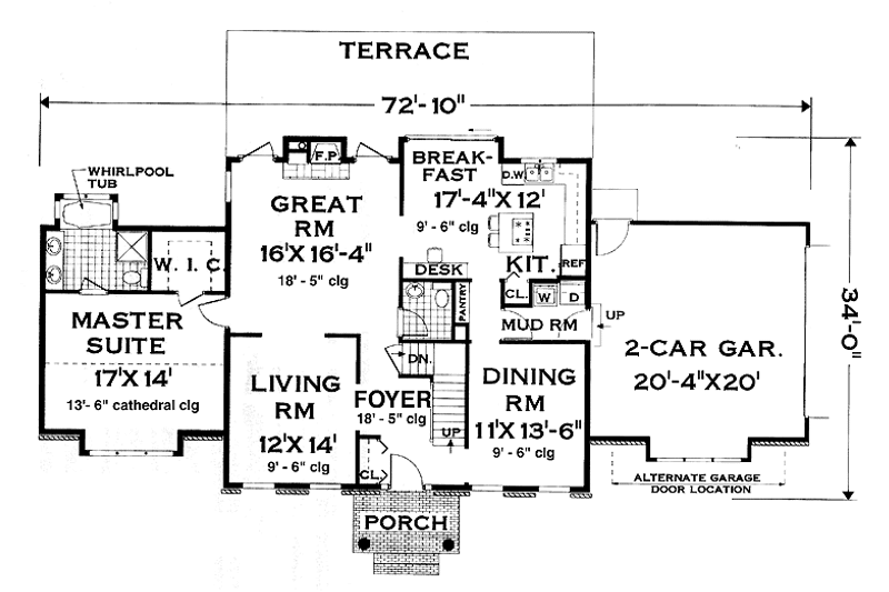 Architectural House Design - Floor Plan - Main Floor for Classical House Plan #3-285 - 4 bed, 2.5 bath