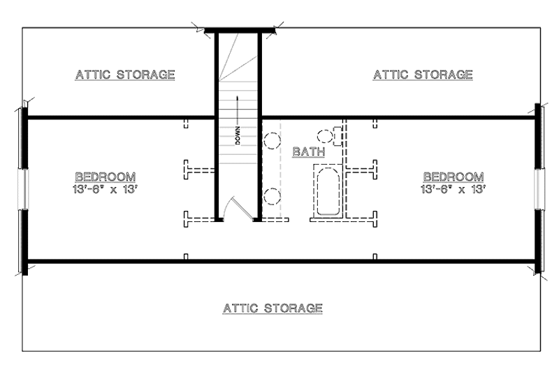 Home Plan - Floor Plan - Upper Floor for Colonial House Plan #45-547 - 4 bed, 2 bath