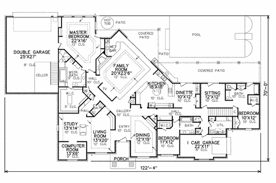 Floor Plan - Main Floor House Plan #65-495 - 3 bed, 3.5 bath