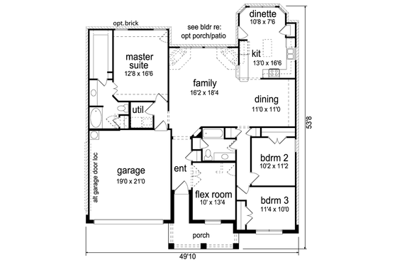 Floor Plan - Main Floor for European House Plan #84-519 - 3 bed, 2 bath