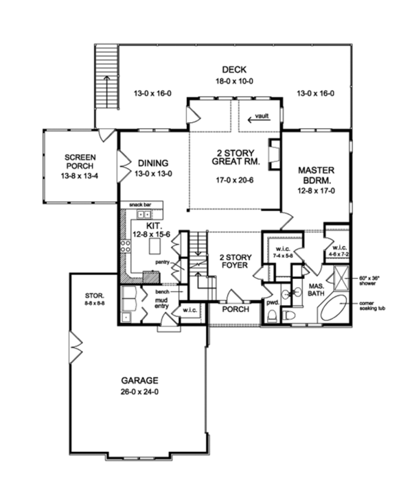 House Design - Colonial Floor Plan - Main Floor Plan #1010-109