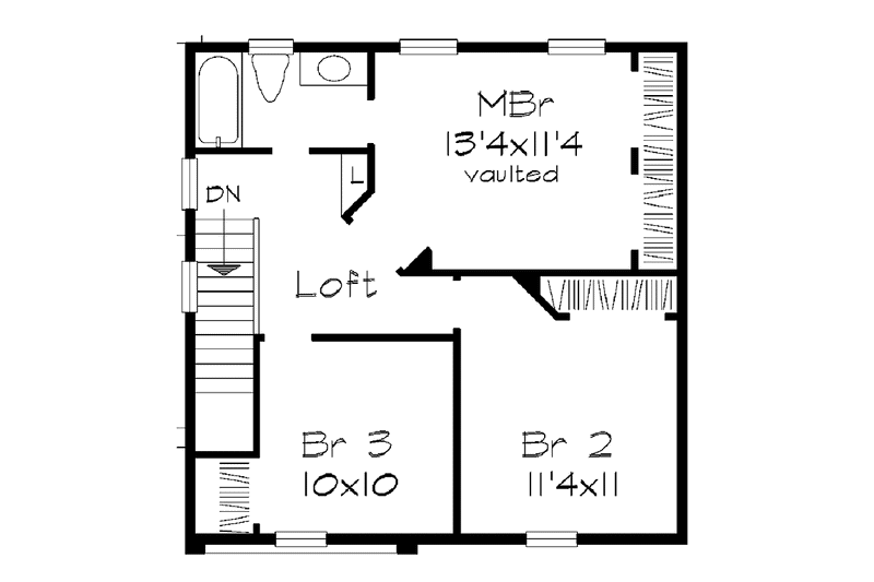 Home Plan - Floor Plan - Upper Floor for Colonial House Plan #320-757 - 3 bed, 1.5 bath