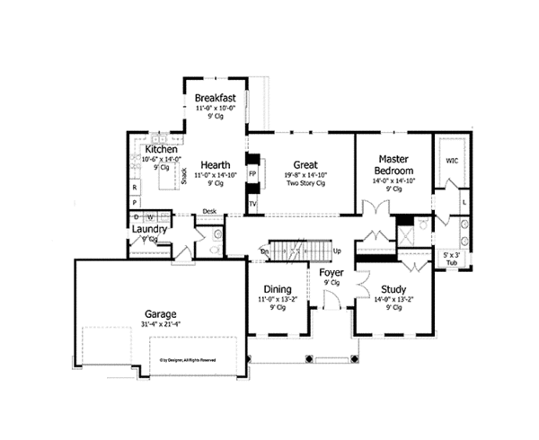 House Plan Design - Colonial Floor Plan - Main Floor Plan #51-1022