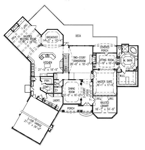 Architectural House Design - Traditional Floor Plan - Main Floor Plan #54-186