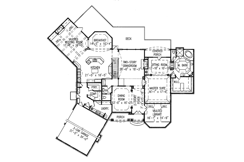 Dream House Plan - Floor Plan - Main Floor for Traditional House Plan #54-186 - 4 bed, 4.5 bath