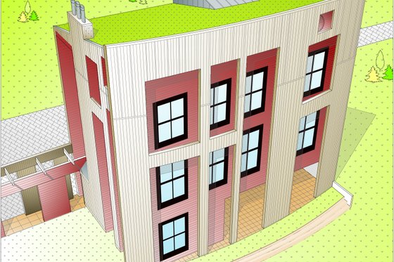 Exterior - Front Elevation for Modern House Plan #525-1 - 2 bed, 2 bath
