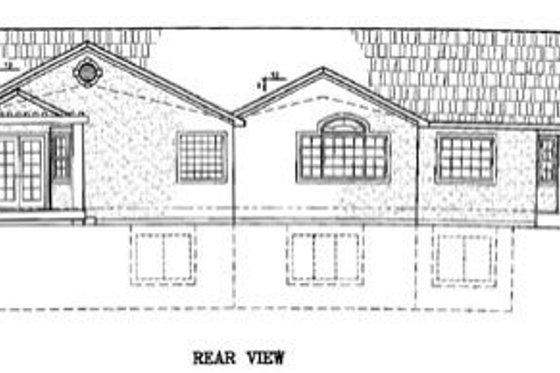 Exterior - Rear Elevation for Adobe / Southwestern House Plan #24-118 - 6 bed, 3 bath