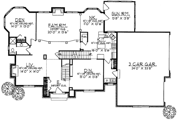 Architectural House Design - Colonial Floor Plan - Main Floor Plan #70-1323