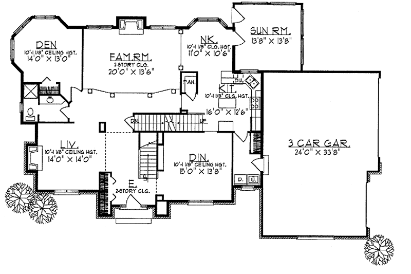 Home Plan - Floor Plan - Main Floor for Colonial House Plan #70-1323 - 3 bed, 3 bath