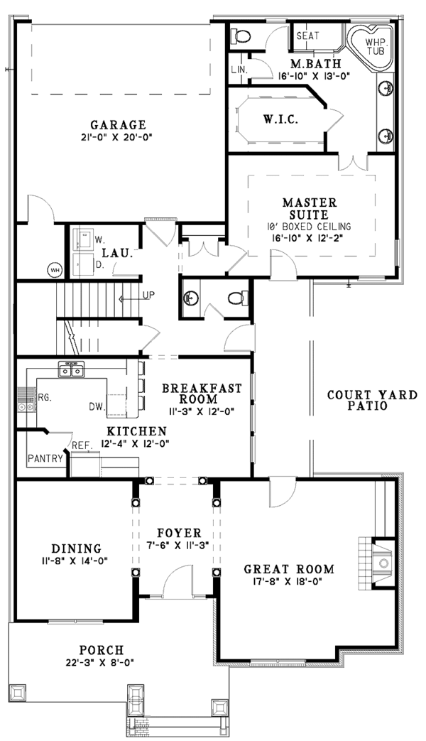 Dream House Plan - Craftsman Floor Plan - Main Floor Plan #17-3037