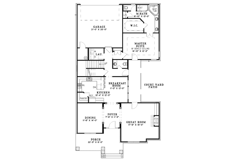 Architectural House Design - Floor Plan - Main Floor for Craftsman House Plan #17-3037 - 3 bed, 2.5 bath