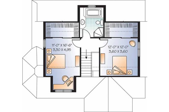Floor Plan - Upper Floor for Country House Plan #23-2372 - 3 bed, 2 bath