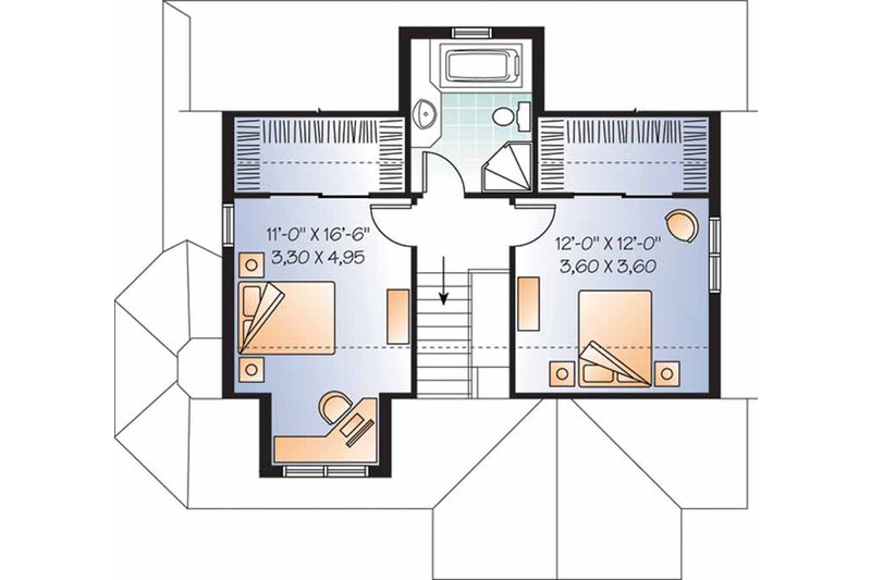 Home Plan - Floor Plan - Upper Floor for Country House Plan #23-2372 - 3 bed, 2 bath