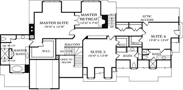 Architectural House Design - European Floor Plan - Upper Floor Plan #453-15