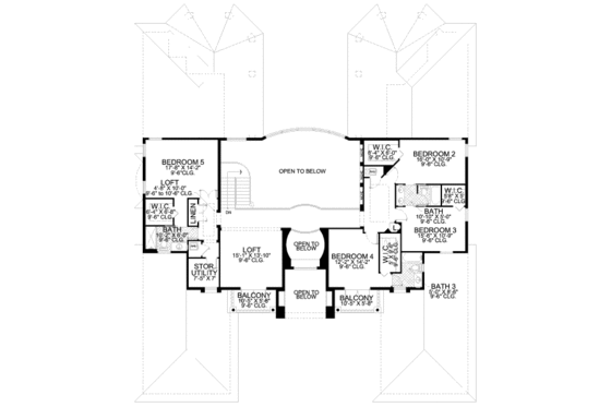 Floor Plan - Upper Floor for Mediterranean House Plan #420-179 - 5 bed, 5 bath