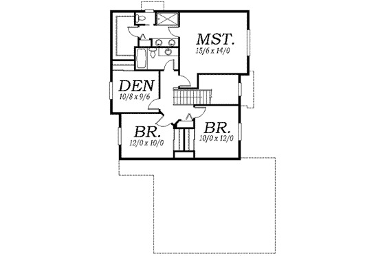 Floor Plan - Upper Floor for Colonial House Plan #130-127 - 3 bed, 2.5 bath