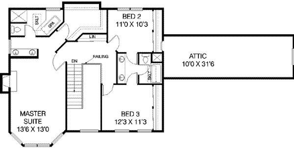 House Design - Traditional Floor Plan - Upper Floor Plan #60-322