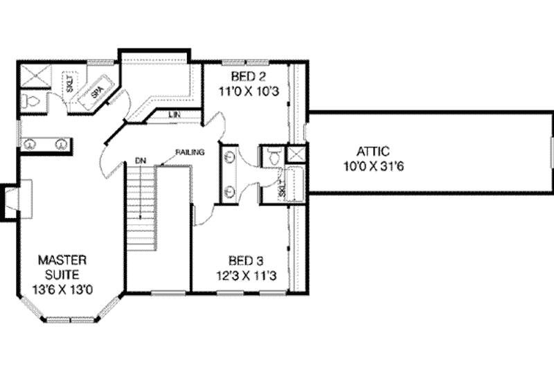 Home Plan - Floor Plan - Upper Floor for Traditional House Plan #60-322 - 4 bed, 2.5 bath