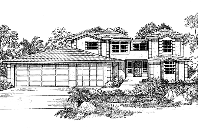 House Design - Mediterranean Exterior - Front Elevation Plan #72-919