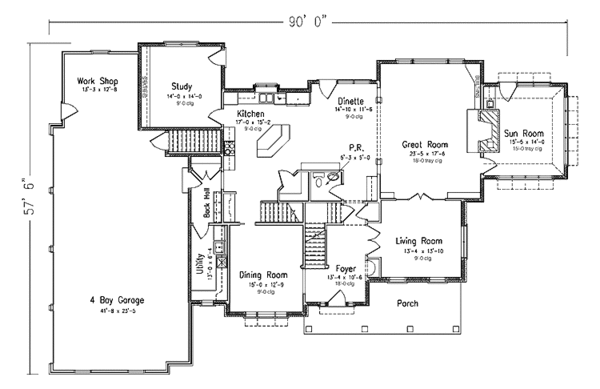 House Design - Country Floor Plan - Main Floor Plan #994-14
