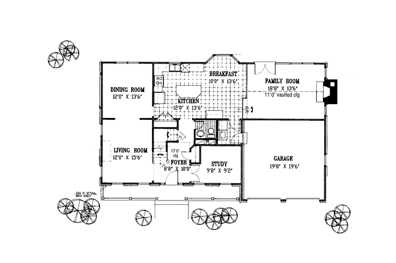 House Blueprint - Floor Plan - Main Floor for Country House Plan #953-23 - 4 bed, 2.5 bath