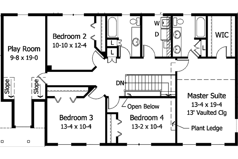 Home Plan - Floor Plan - Upper Floor for Colonial House Plan #51-781 - 5 bed, 3 bath