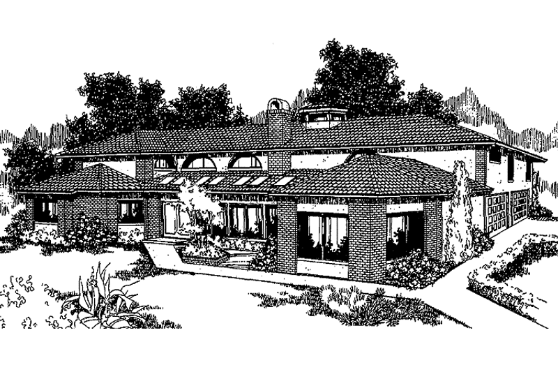 Home Plan - Exterior - Front Elevation 3 for Mediterranean House Plan #60-661 - 4 bed, 3.5 bath