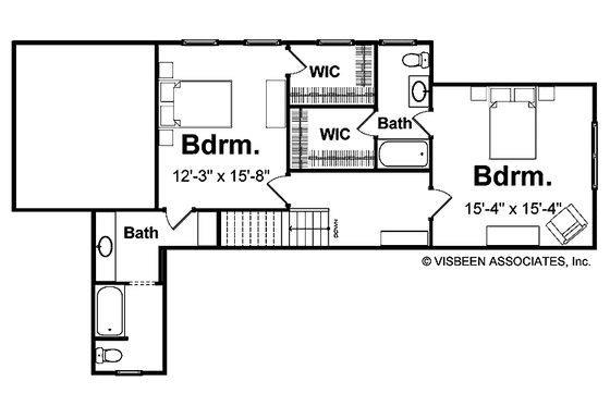 Floor Plan - Upper Floor for European House Plan #928-89 - 3 bed, 3.5 bath
