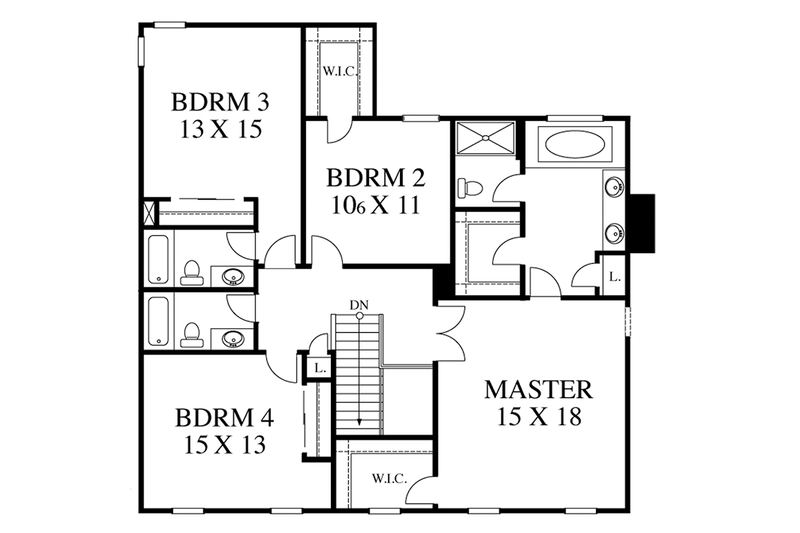 Dream House Plan - Floor Plan - Upper Floor for Colonial House Plan #1053-69 - 4 bed, 3.5 bath
