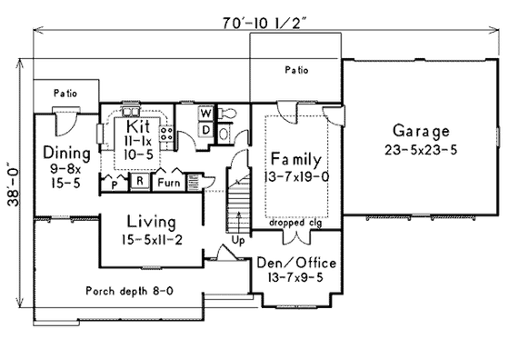 Floor Plan - Main Floor for Southern House Plan #57-236 - 4 bed, 2.5 bath