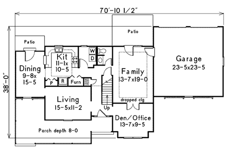 Dream House Plan - Floor Plan - Main Floor for Southern House Plan #57-236 - 4 bed, 2.5 bath