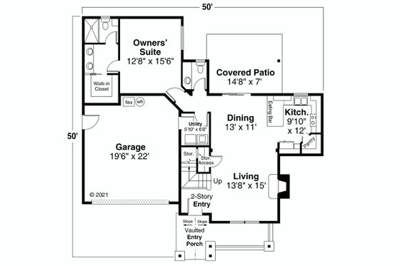 Floor Plan - Main Floor for Country House Plan #124-1215 - 4 bed, 2.5 bath