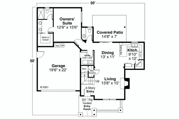 House Blueprint - Country Floor Plan - Main Floor Plan #124-1215
