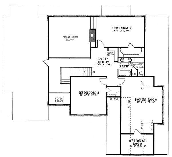 Dream House Plan - Traditional Floor Plan - Upper Floor Plan #17-2721