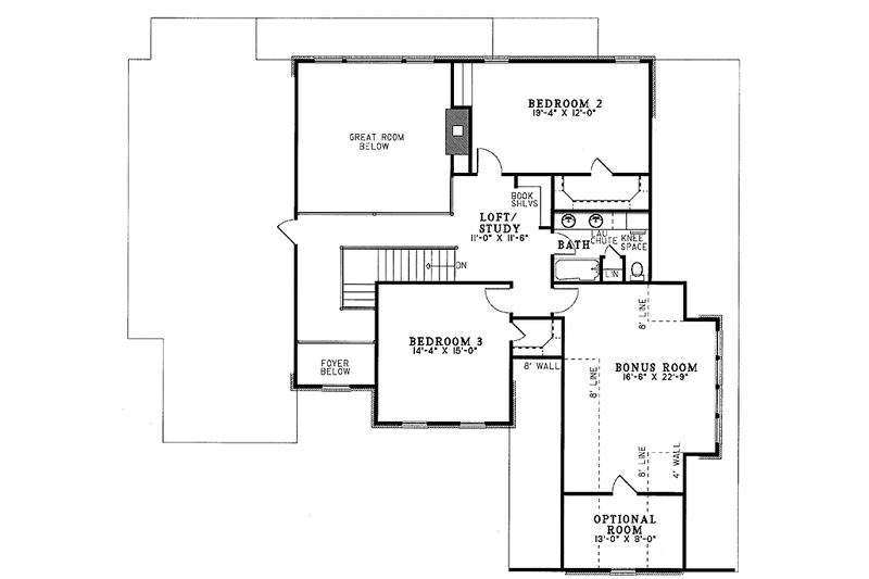 Dream House Plan - Floor Plan - Upper Floor for Traditional House Plan #17-2721 - 3 bed, 2.5 bath