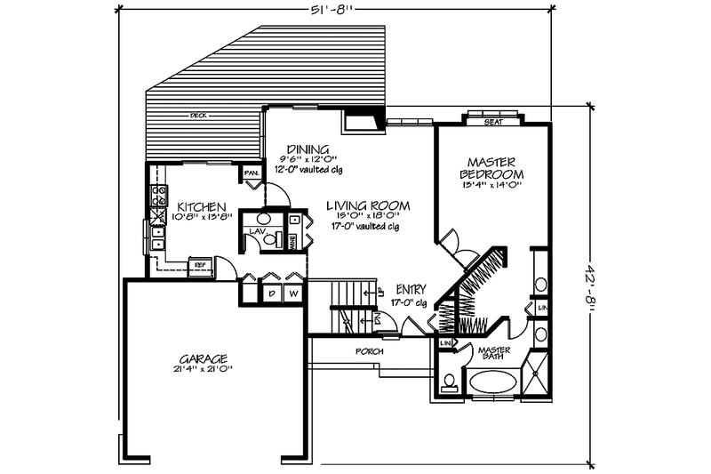 Home Plan - Floor Plan - Main Floor for Country House Plan #320-1131 - 3 bed, 2.5 bath