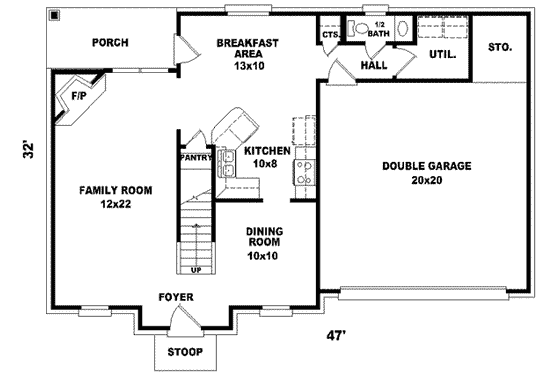 Floor Plan - Main Floor for European House Plan #81-659 - 3 bed, 2.5 bath