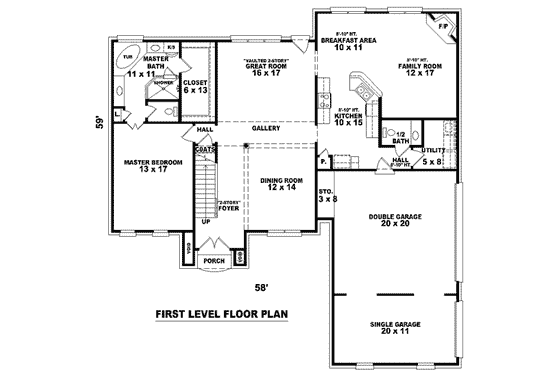 Floor Plan - Main Floor for European House Plan #81-905 - 4 bed, 3.5 bath