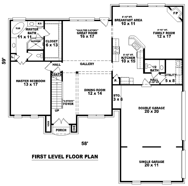 Floor Plan - Main Floor for European House Plan #81-905 - 4 bed, 3.5 bath