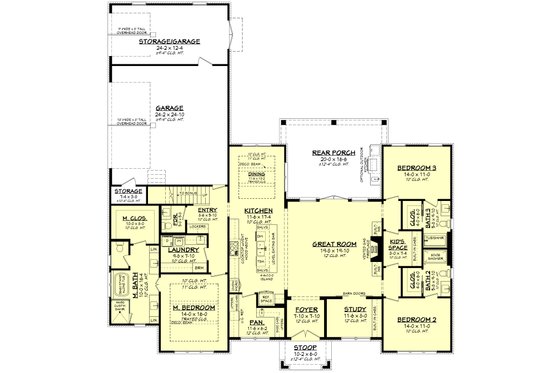 Floor Plan - Main Floor for Contemporary House Plan #430-374 - 3 bed, 3.5 bath