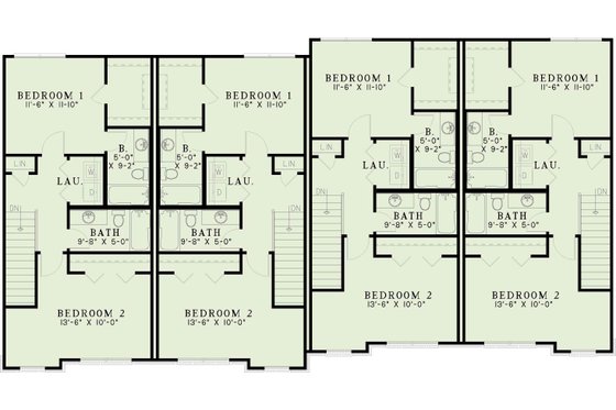 Floor Plan - Upper Floor for European House Plan #17-1172 - 2 bed, 2.5 bath