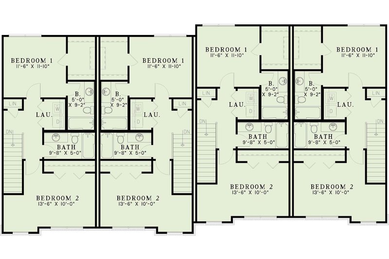 Architectural House Design - Floor Plan - Upper Floor for European House Plan #17-1172 - 2 bed, 2.5 bath