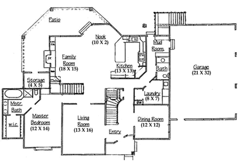Architectural House Design - Floor Plan - Main Floor for Traditional House Plan #5-205 - 4 bed, 3.5 bath