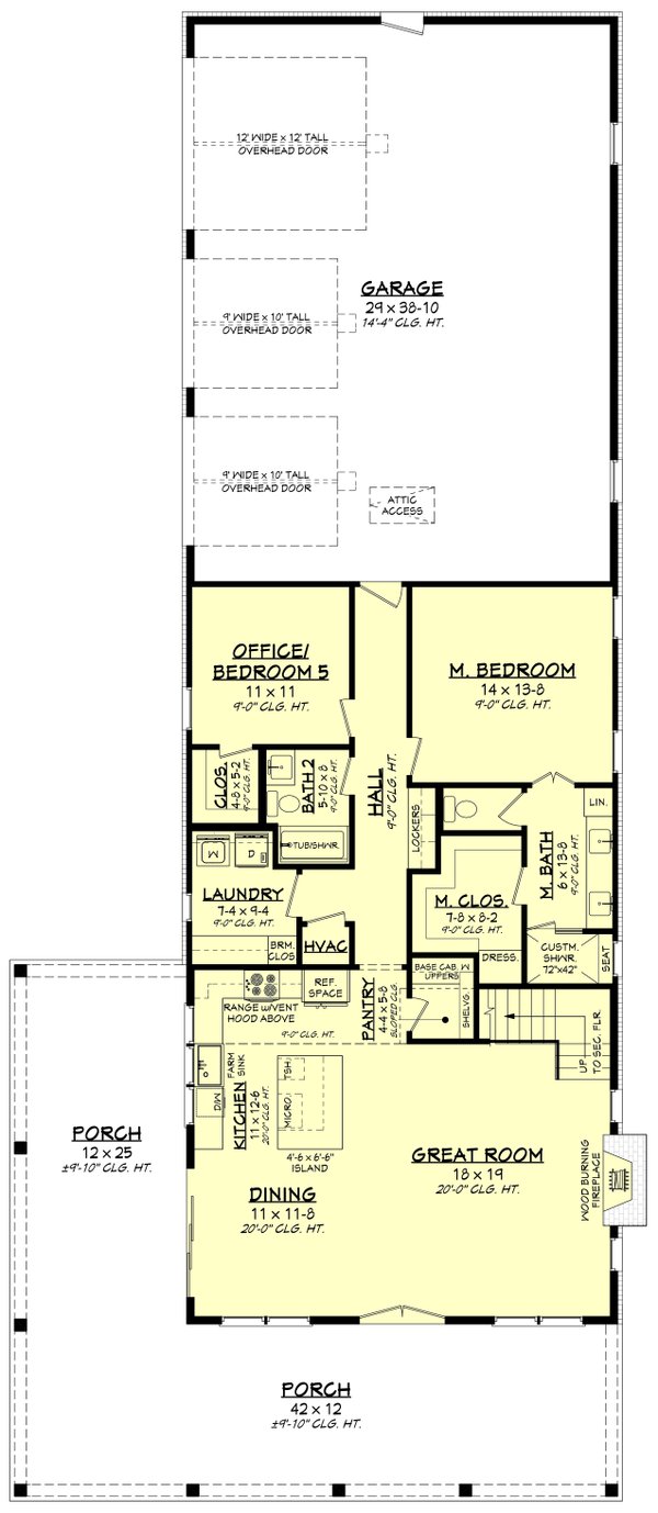 House Blueprint - Floor Plan - Main Floor for Barndominium House Plan #430-453 - 5 bed, 3 bath