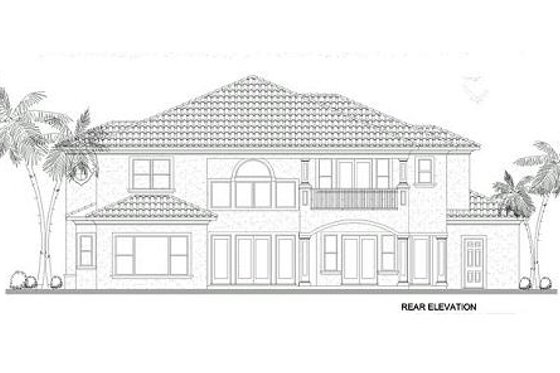 Exterior - Rear Elevation for Mediterranean House Plan #420-243 - 5 bed, 5 bath