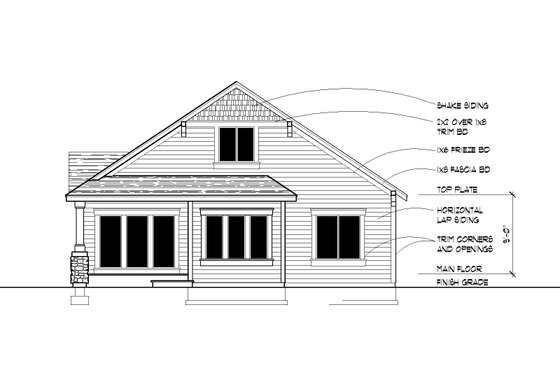 Exterior - Rear Elevation for Ranch House Plan #112-262 - 4 bed, 2 bath
