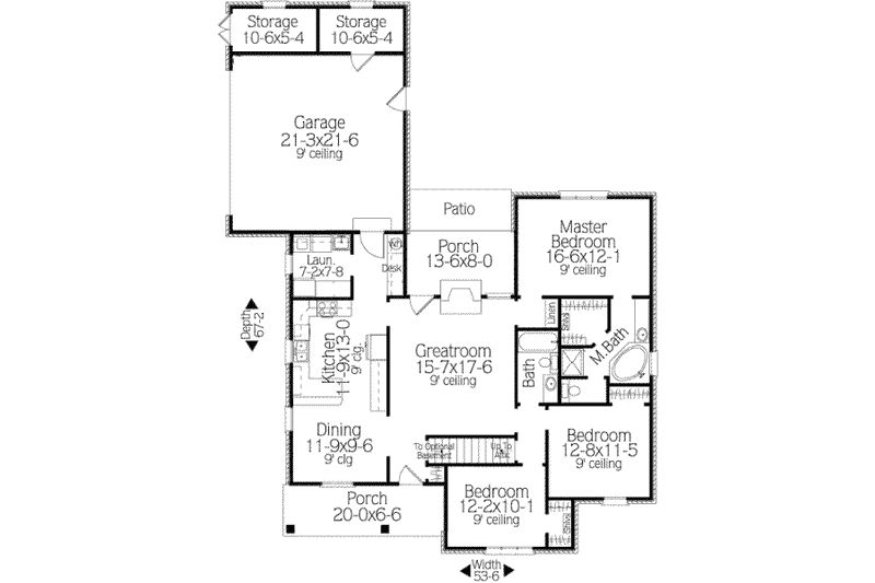 Dream House Plan - Floor Plan - Main Floor for Traditional House Plan #406-142 - 3 bed, 2 bath